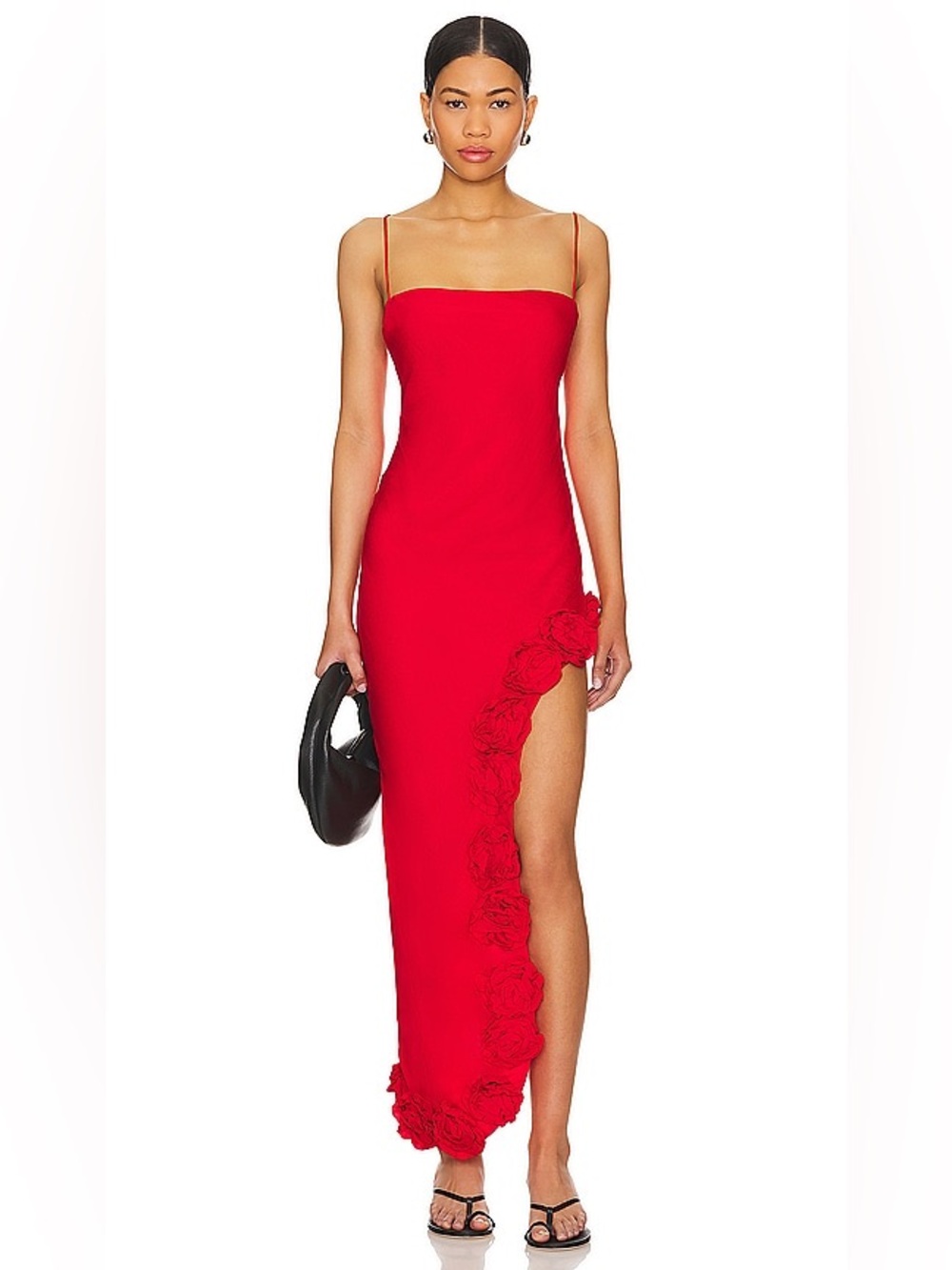 Majorelle Montauk Red Slit Rosette Sleeveless Asymmetrical Cocktail Gown S NWT